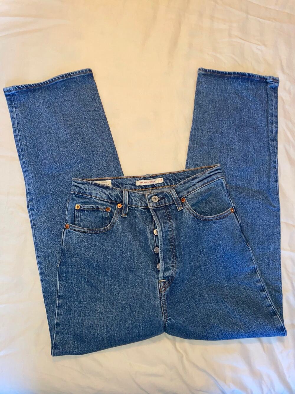 Levis Ribcage Straight 28 Jeans Medium Wash